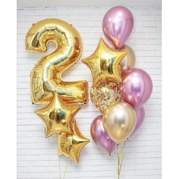 Цифра с фонтанами шаров  в Тюмени