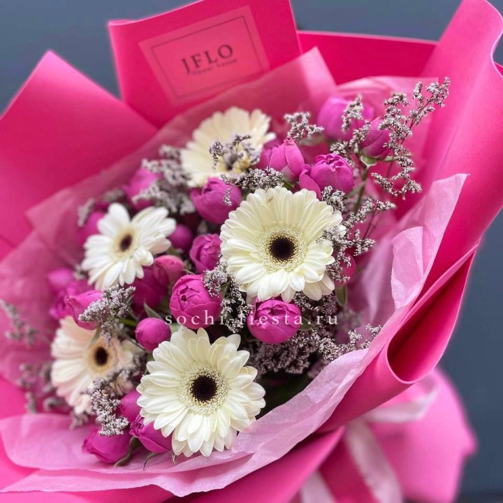 Букет гербер и мисти бабблс  в Тюмени