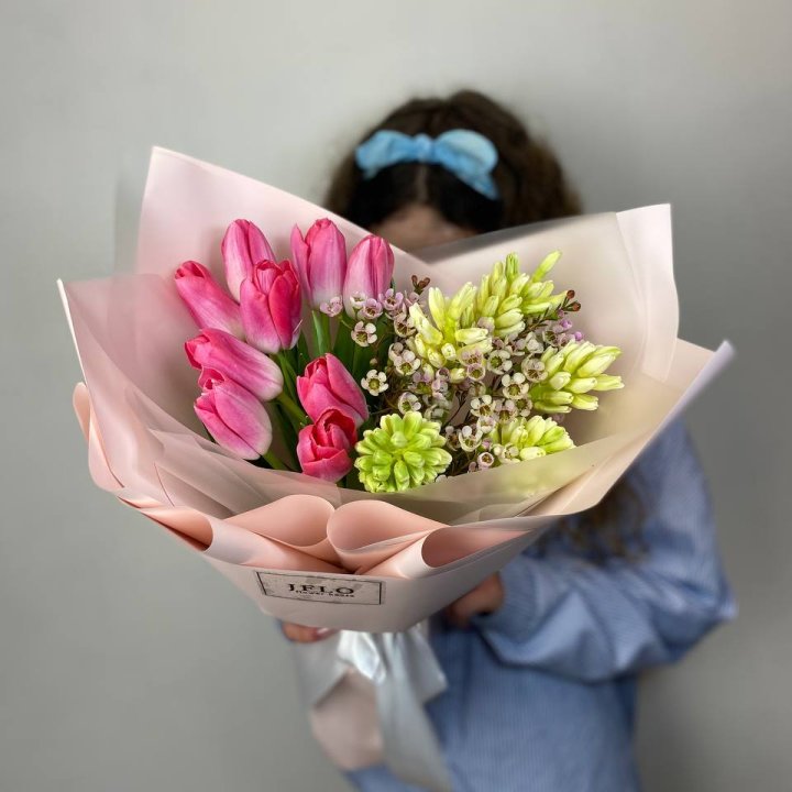  Дуо тюльпаны и гиацинты в Тюмени