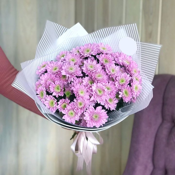 Букет розовых хризантем в Тюмени