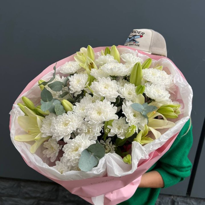  Букет  хризантемы и лилии в Тюмени