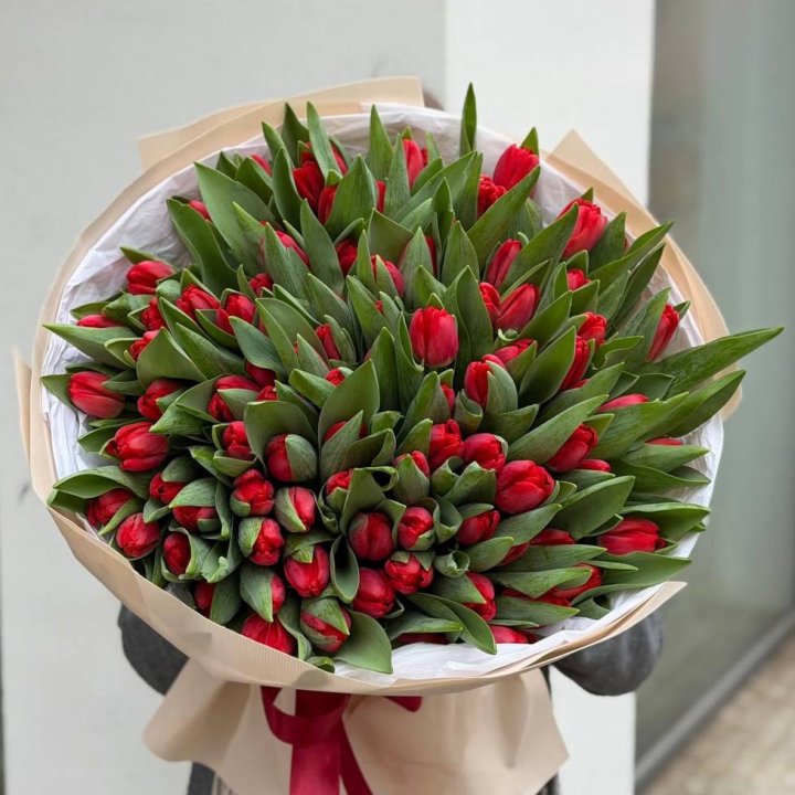 101 красный тюльпан в Тюмени