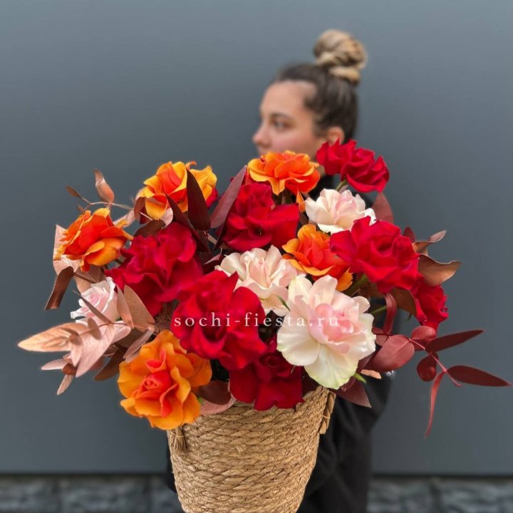 Авторский бокс "Роксана" в джутовом кашпо в Тюмени