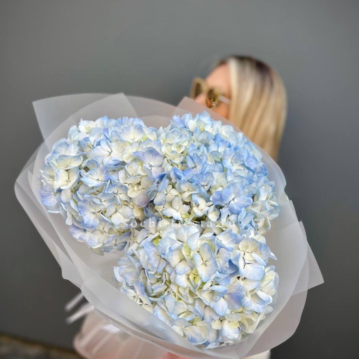 Букет из 3 голубых гортензий  в Тюмени