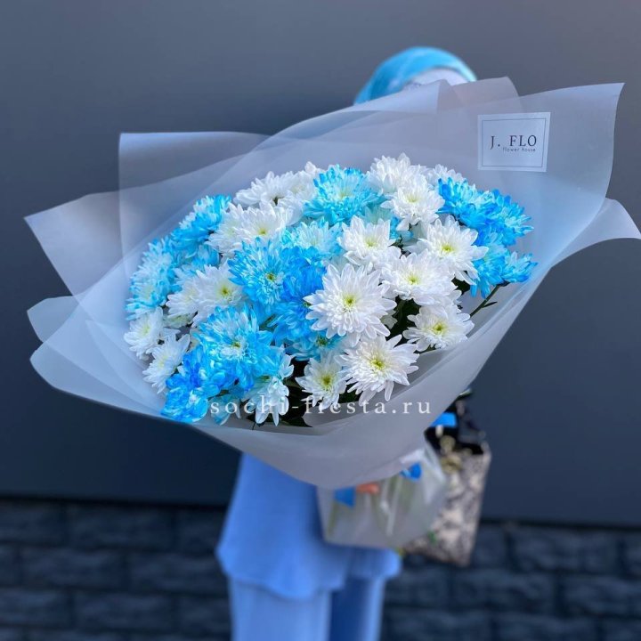 Букет хризантем "Голубая снежинка" в Тюмени