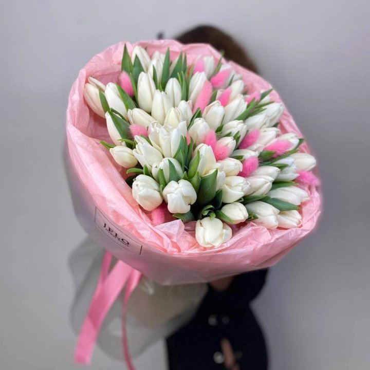 51 белый тюльпан "Рози" в Тюмени