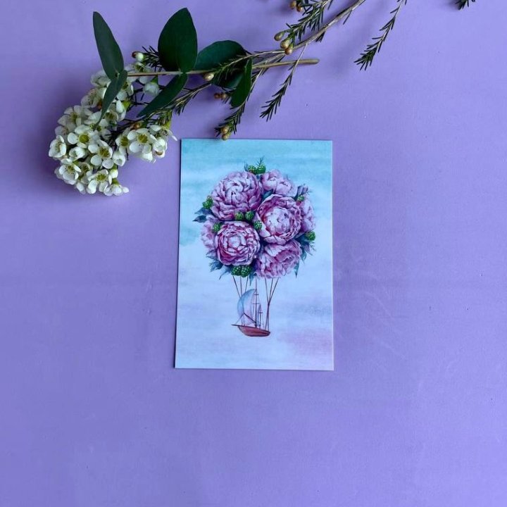 Открытка к букету "Пион" в Тюмени