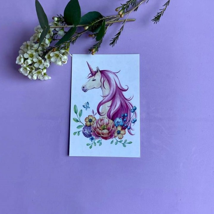 Открытка к букету "Единорог" в Тюмени