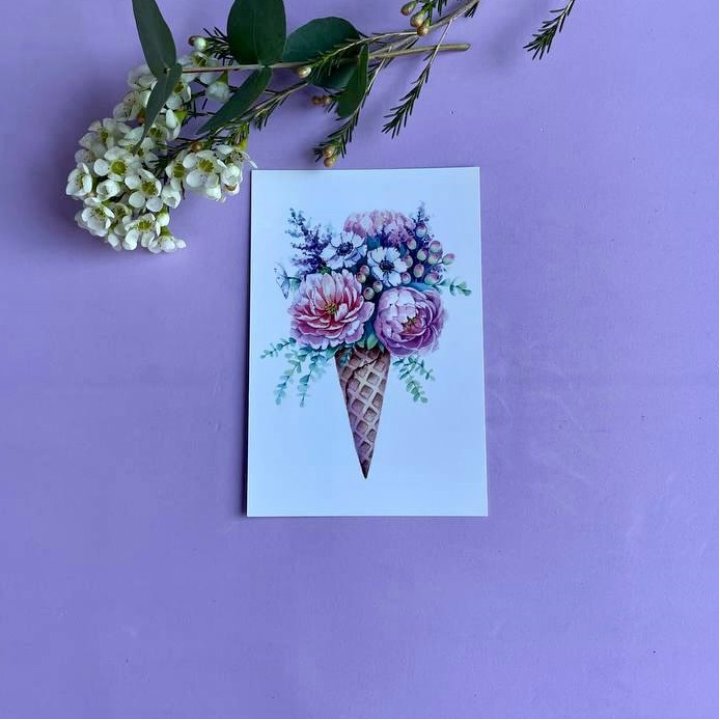 Открытка к букету "Цветочно-кремовый" в Тюмени