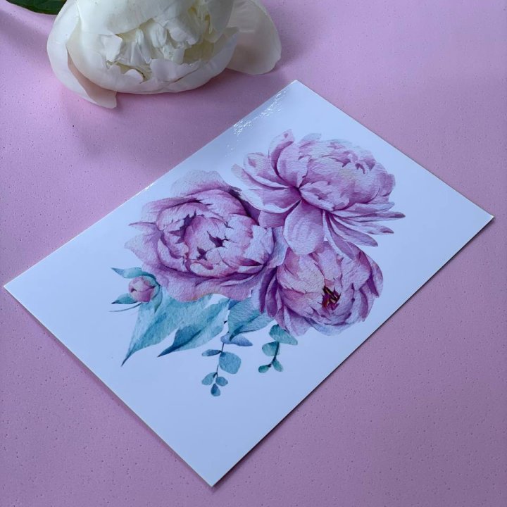 Открытка к букету "Пионы" в Тюмени