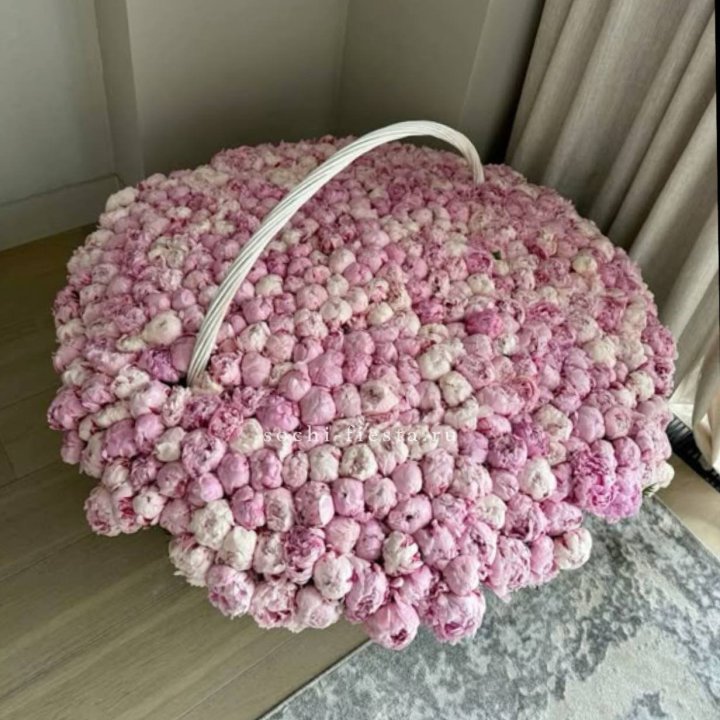 Корзина 555 пионов в Тюмени