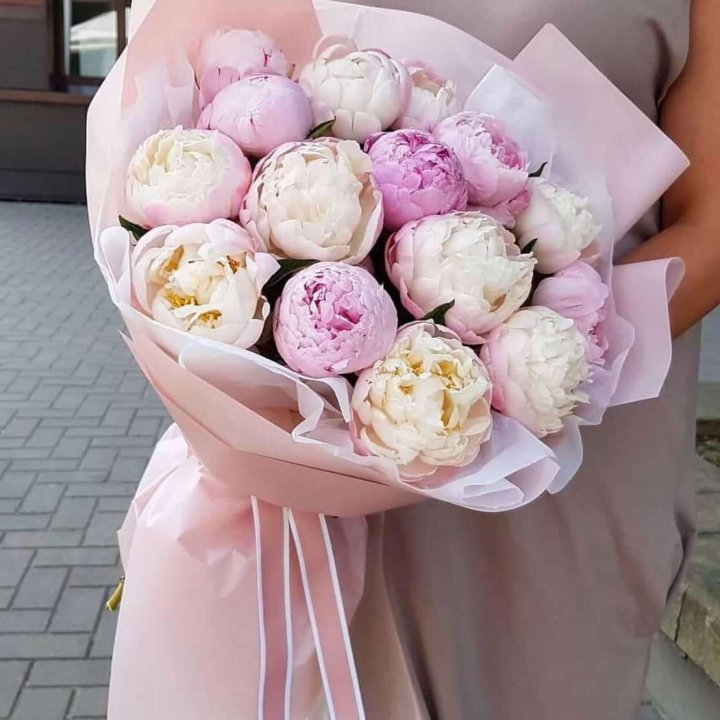 Букет пионов "Маршмелоу" в Тюмени
