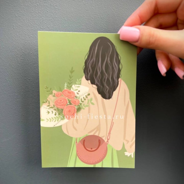 Открытка к букету "Потрясающая девушка" в Тюмени