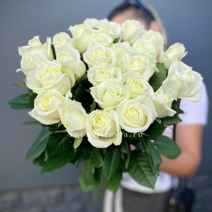 Голландские розы белые 25 в Тюмени